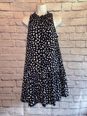 Banana Republic Navy Halter Dress Navy with White and Light Blue Print